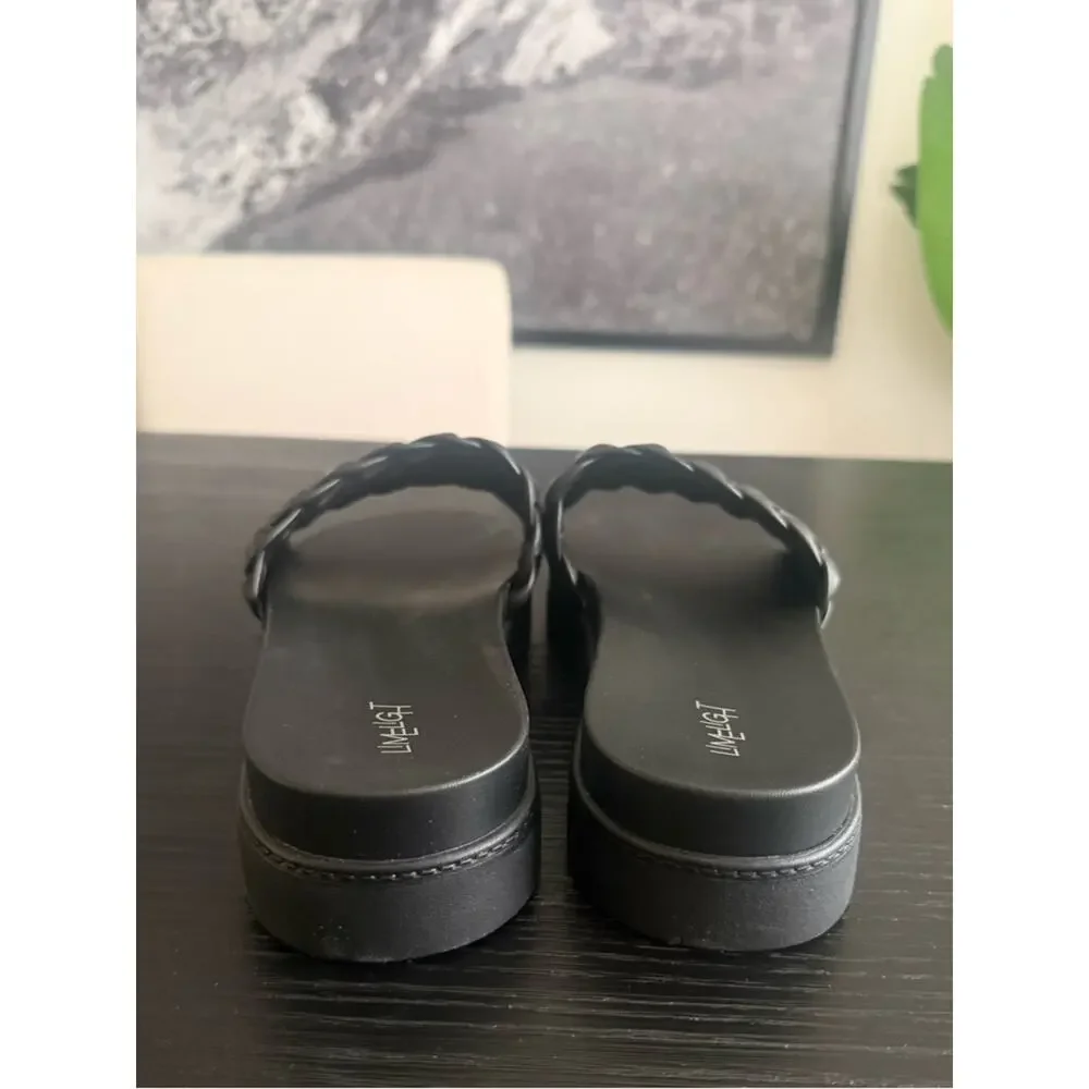 NWOT LimeLight Black Woven Platform Slides Sandals Rubber Shoes Size 11